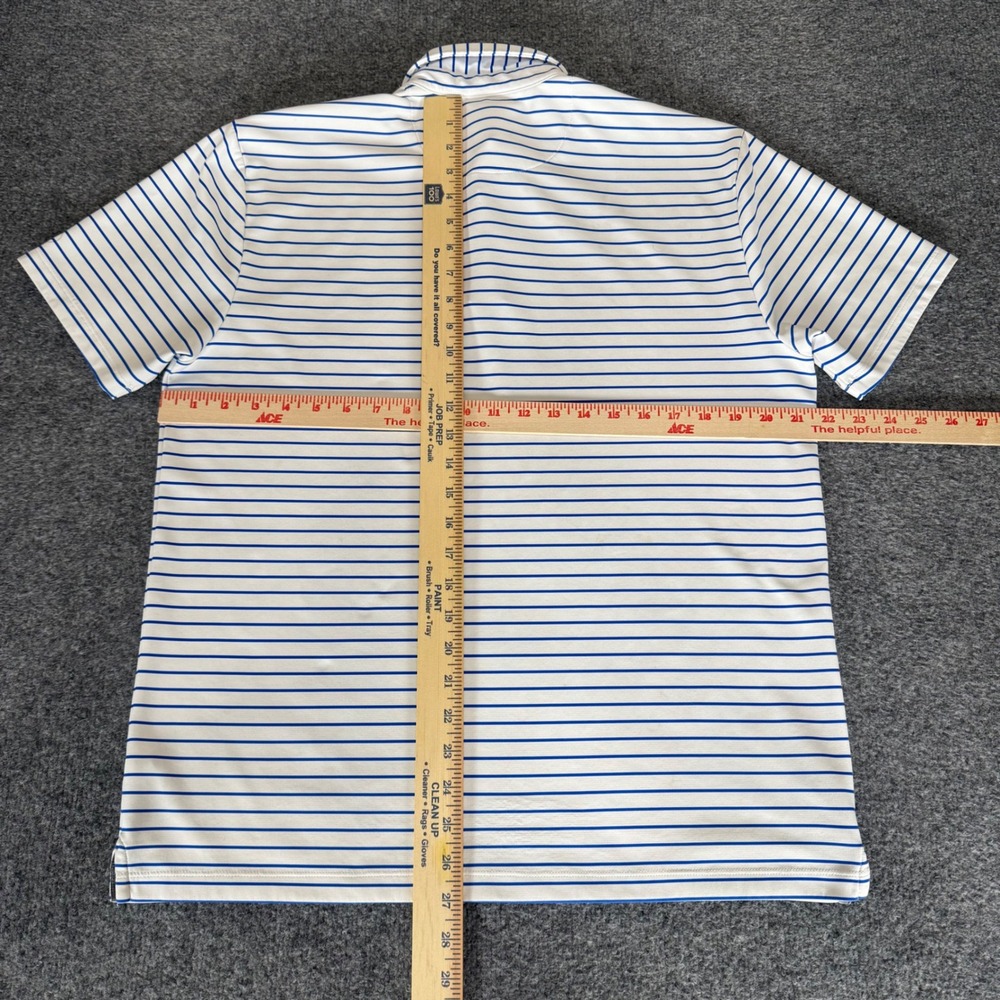 Twillory Athletic Athleisure Men Large Polo Shirt Blue White Striped Performance - Picture 4 of 7